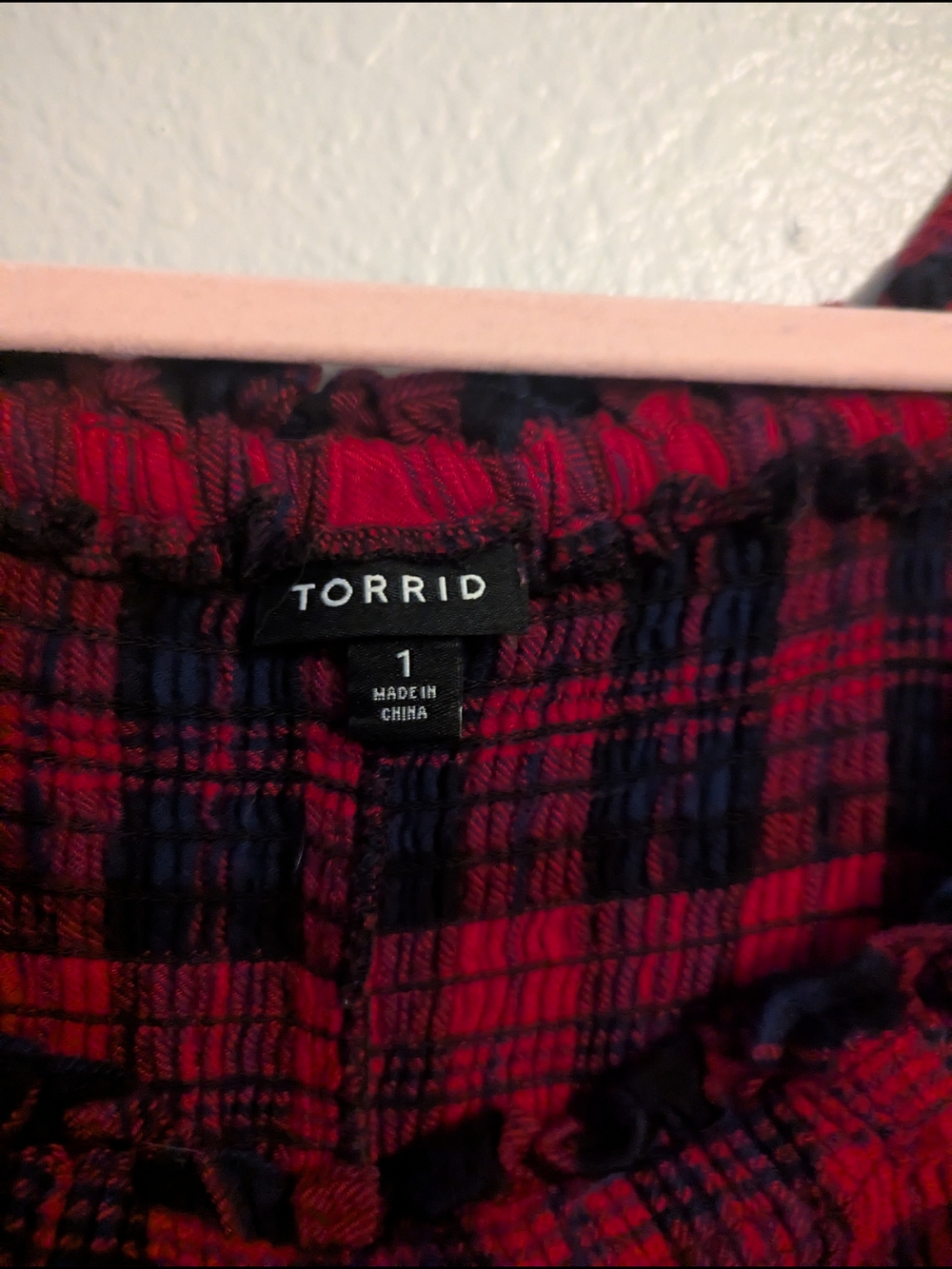 Red and Black Plaid Peasant Blouse - Picture 3 of 3